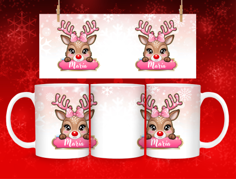 Cana Personalizată de Crăciun cu Ren și Nume Fetita – Ceramică, 330 ml [1]