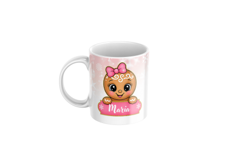 Cani pentru Craciun - Cana Personalizată cu nume – Omuleț de Turtă Dulce (Ceramică, 330 ml)
