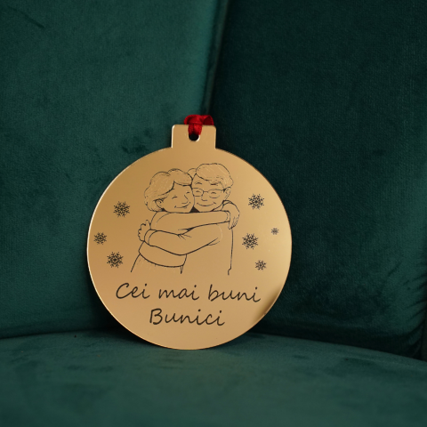 Glob de Crăciun din plexiglass auriu oglindă – „Cei mai buni Bunici”