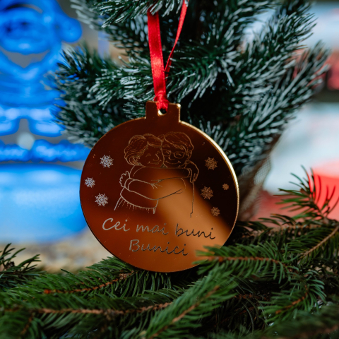 Glob de Crăciun din plexiglass auriu oglindă – „Cei mai buni Bunici” [3]