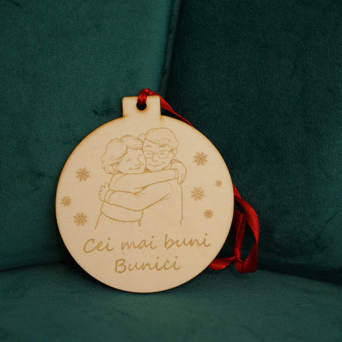 CRACIUN - Glob din lemn personalizat – „Cei mai buni bunici”