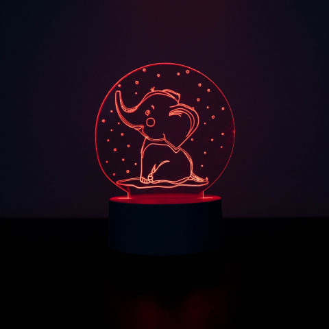 Lampi LED 3D - Lampa LED 3d model Pui Elefant - pentru copii