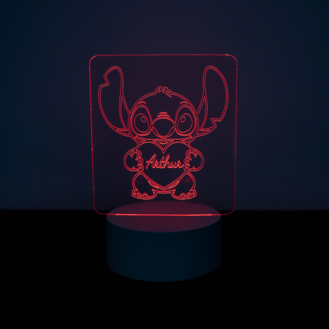 Lampi LED 3D - Lampa LED 3d model Stitch personalizata cu nume