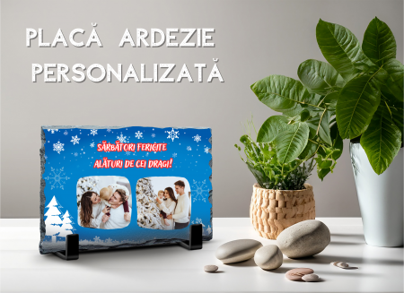 CRACIUN - Placa de ardezie - Sarbatori fericite alaturi de cei dragi - 2 poze