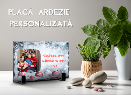 CRACIUN - Placa de ardezie - Sarbatori fericite alaturi de cei dragi