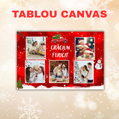 Tablou Canvas Personalizat Crăciun cu 5 Poze – Cadou Perfect de Sărbători
