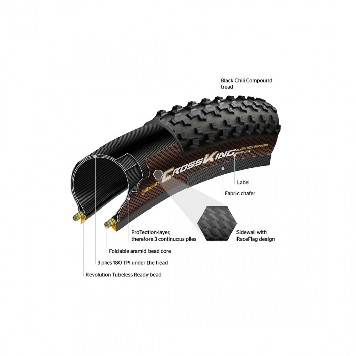 Anvelopa pliabila Continental Cross King ProTection 55-584 (27.5x2.2) negru/bernstein [1]