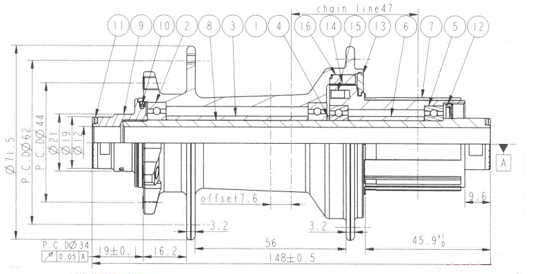 Butuc Spate NOVATEC D902SB-B12-A4A-11S, Negru , 32H [4]