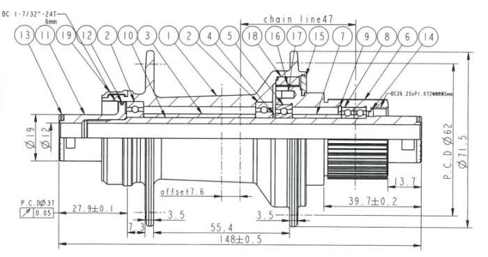 Butuc Spate NOVATEC D902SB-CL-B12-A4A-MS 12x148 mm 32H Centerlock MicroSpline [3]