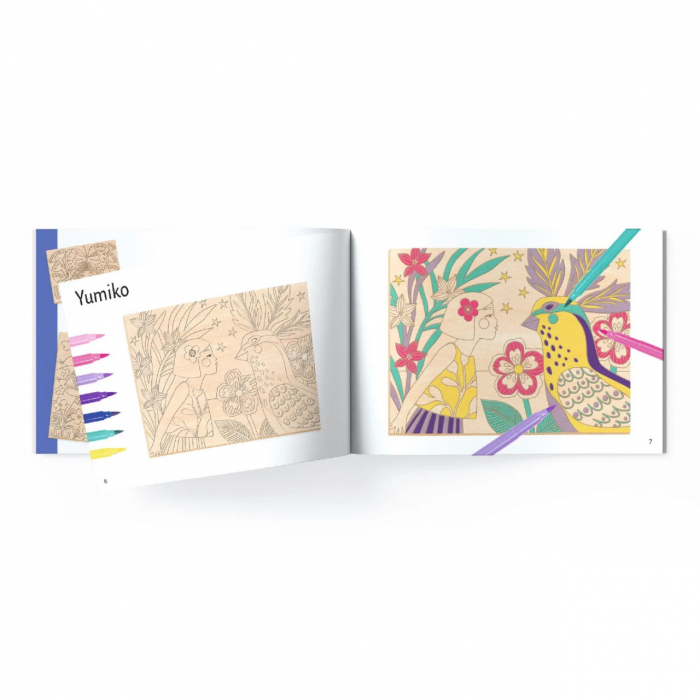 Atelier de Pictura pe Lemn, Coloreaza Fete si Flori, Djeco [2]