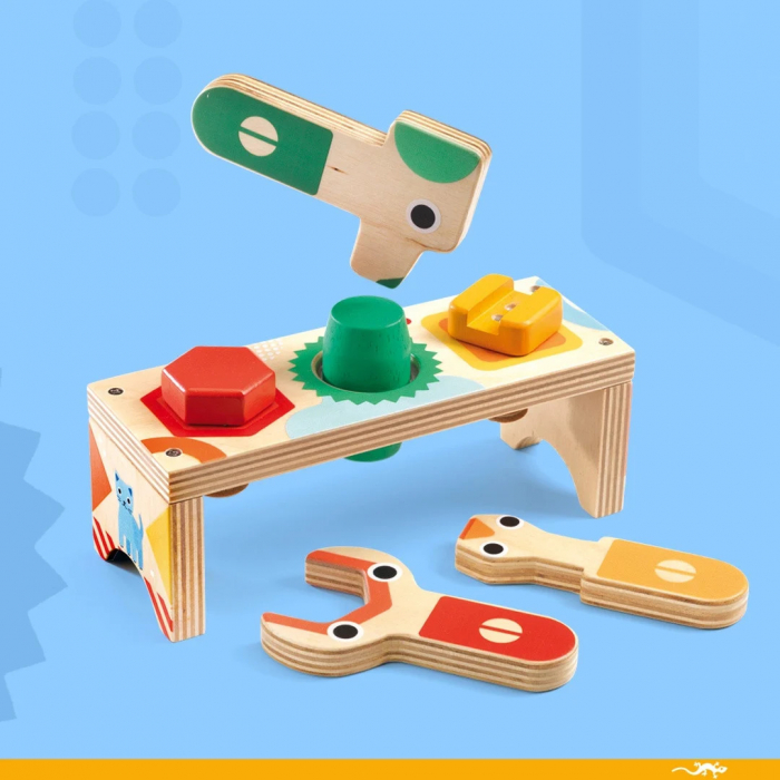 Banc de Lucru din Lemn cu Suruburi si Unelte, Bricolou, Montessori [3]