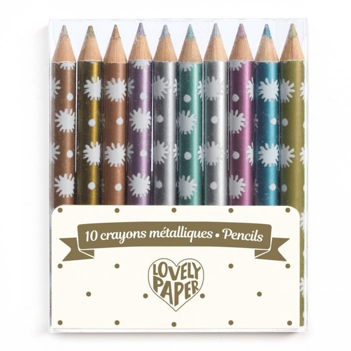 Set 10 mini creioane colorate metalice Chic, Djeco [4]