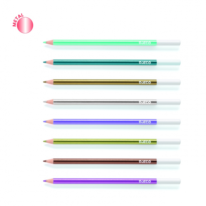 Set 8 Creioane colorate metalice, Djeco [2]