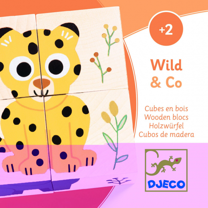 Cuburi din Lemn cu Animale Salbatice, 6 Puzzle-uri in 1 [3]