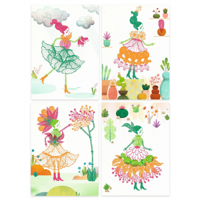 Joc creativ cu stampile Fete flori, Djeco [3]