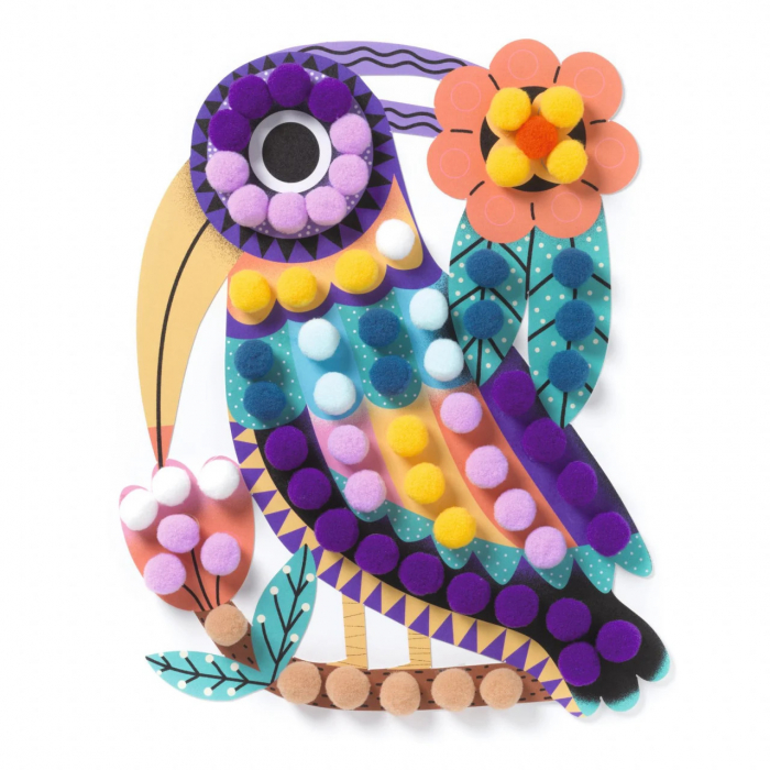 Joc Creativ de Decorat Pasari cu Bilute Mici, Colorate, Djeco [4]
