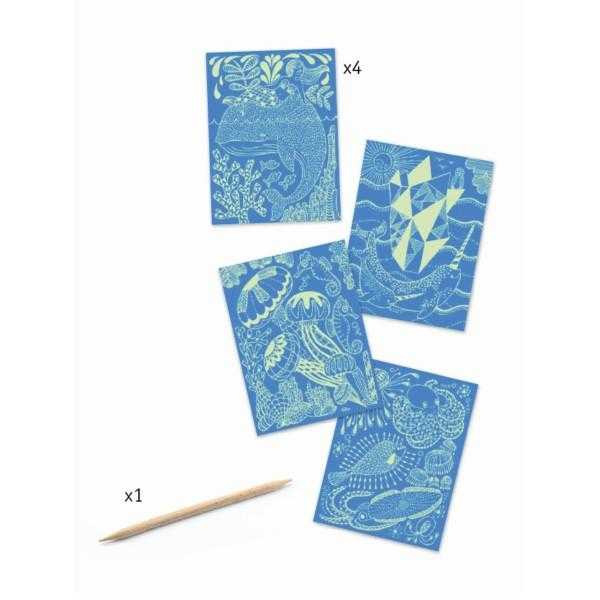 Joc creativ de razuit planse fluorescente In adancul oceanului, Djeco [2]