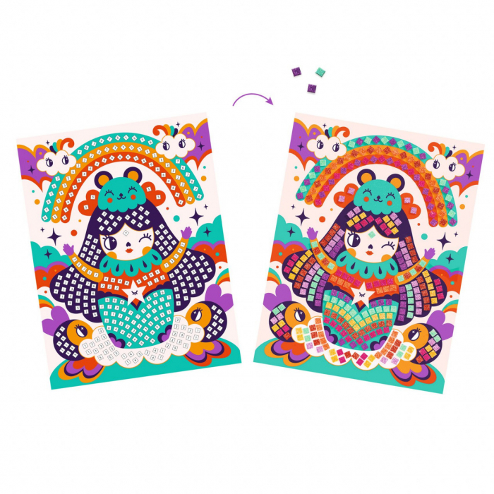 Joc creativ mozaic Kokeshis, Djeco [3]