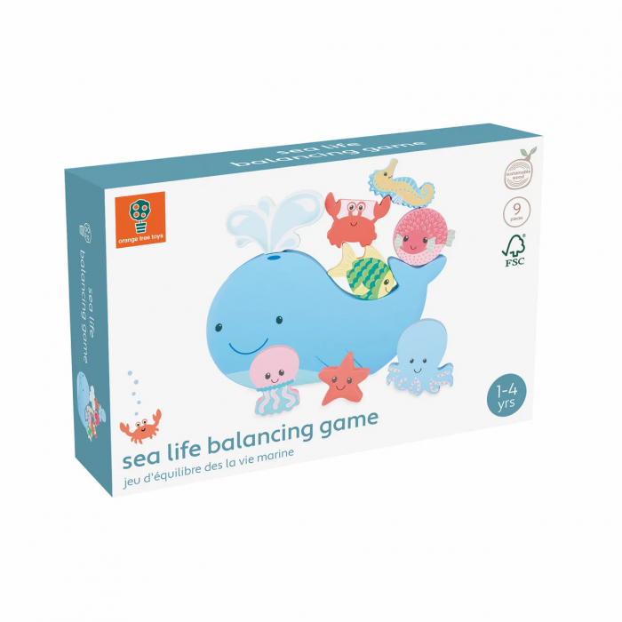 Joc de Echilibru din Lemn cu Balena si Fauna Marina, Orange Tree Toys [3]