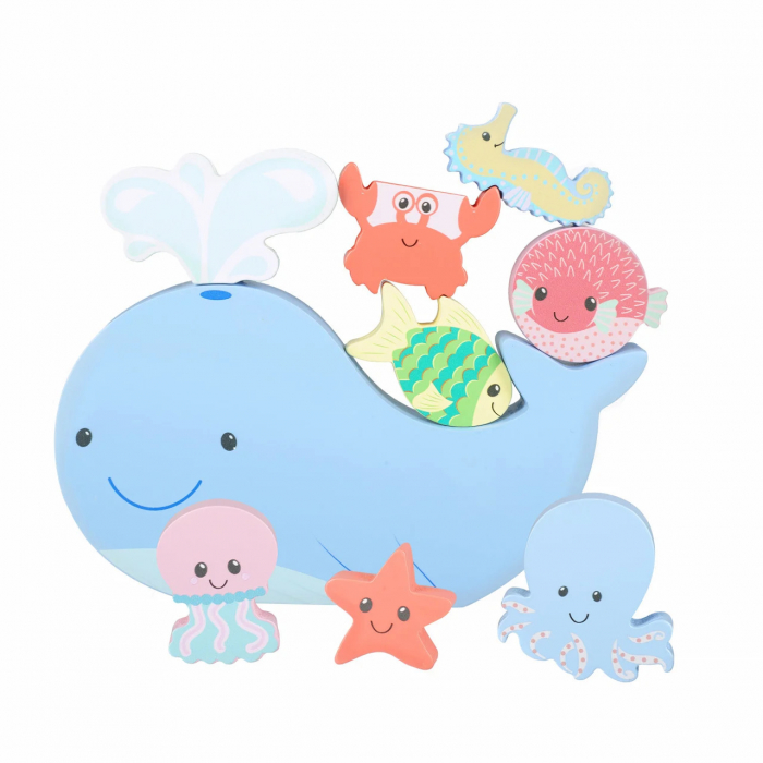 Joc de Echilibru din Lemn cu Balena si Fauna Marina, Orange Tree Toys [5]