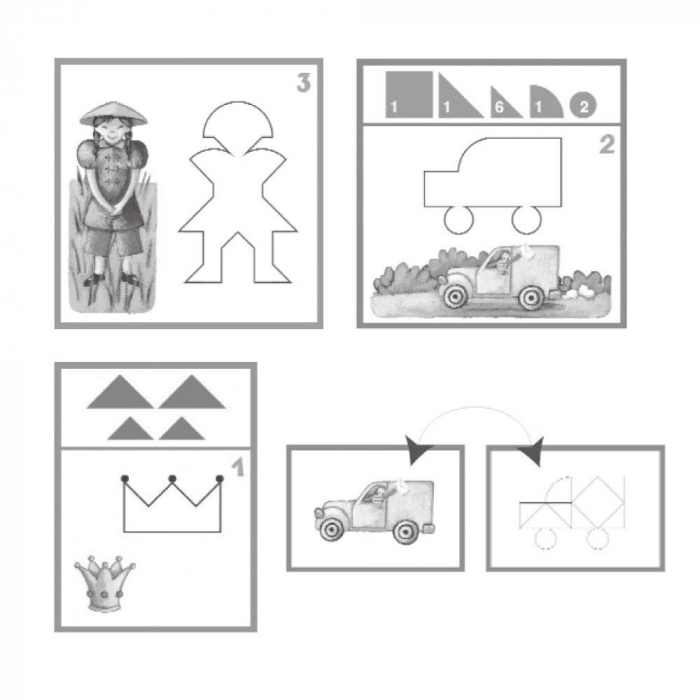Joc Forme Geometrice Eduludo, 3 Niveluri Dificultate, 36 Piese tip Tangram [5]