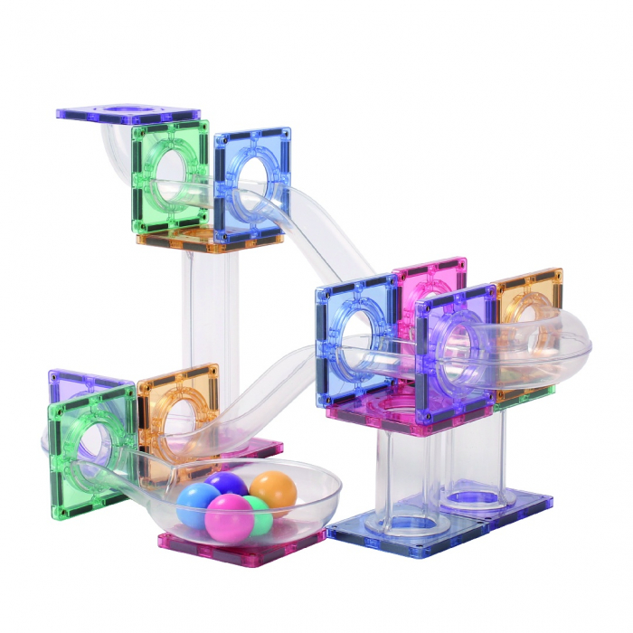 Joc magnetic Circuit pastel cu bile - 70 Piese, Cleverclixx [3]