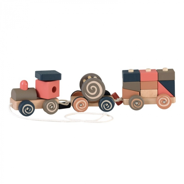 Jucarie de tras Trenulet cu blocuri de stivuit, Egmont Toys [1]