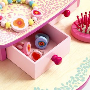 Masuta de Toaleta Flora, cu Oglinda si Accesorii, Roz [3]