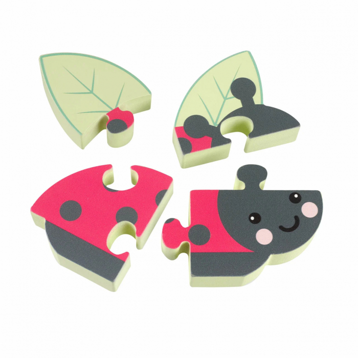 Mini Puzzle din Lemn Buburuza 3D, 4 Piese, 12+ Luni [2]