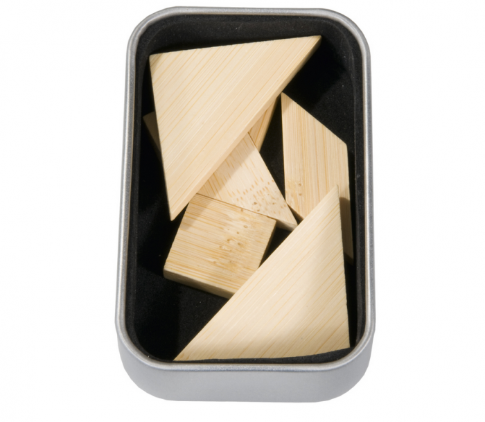 Mini Tangram din Lemn in Cutie Metalica, Usor Portabil [2]