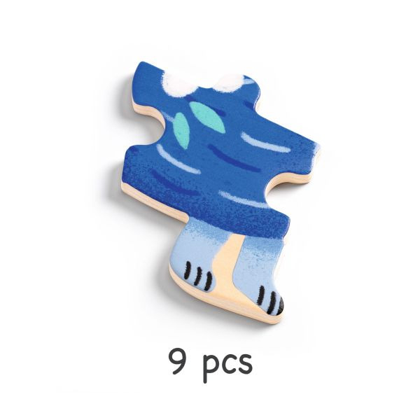 Puzzle Arici 9 Piese cu Baza din Lemn, Djeco [3]