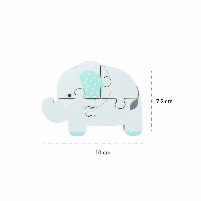 Puzzle Elefant din Lemn, 4 Piese [6]
