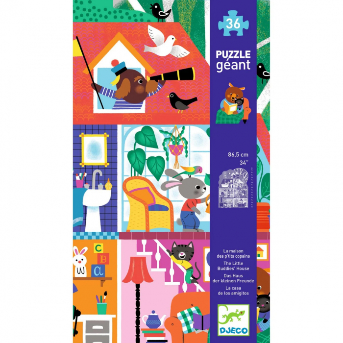 Puzzle Gigant Casa Micilor Prieteni, 36 Piese Supradimensionate, 86x65 cm, Djeco [2]