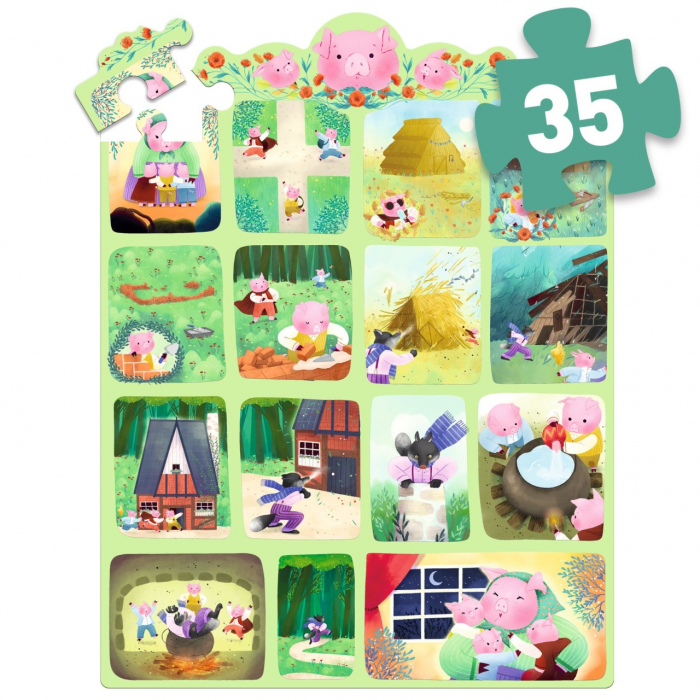 Puzzle poveste Cei trei purcelusi, Djeco [5]