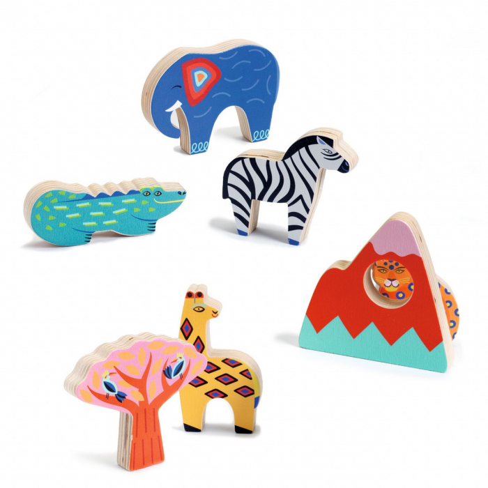 Puzzle Savana, 6 Piese din Lemn, Djeco [3]