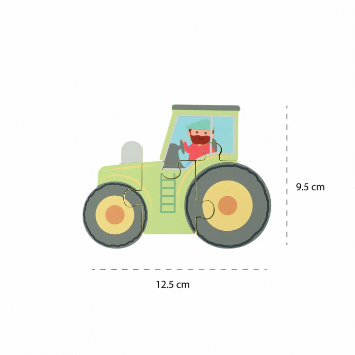 Puzzle Tractor din Lemn, 4 Piese, 12+ Luni, Orange Tree Toys [3]