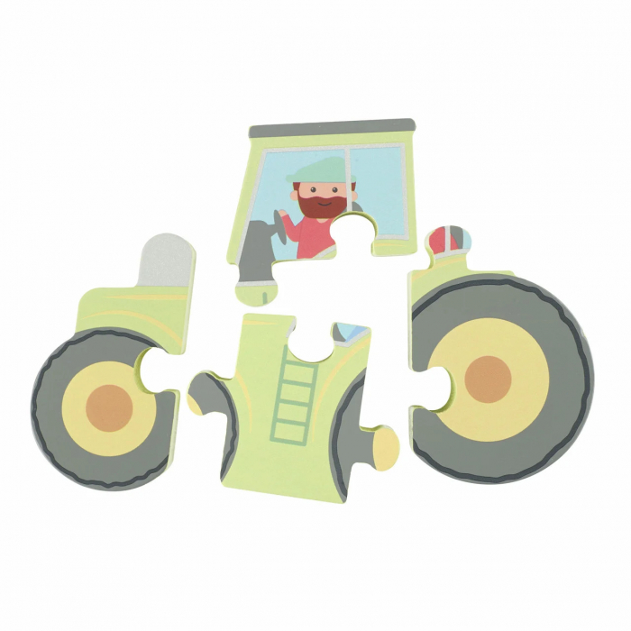 Puzzle Tractor din Lemn, 4 Piese, 12+ Luni, Orange Tree Toys [5]