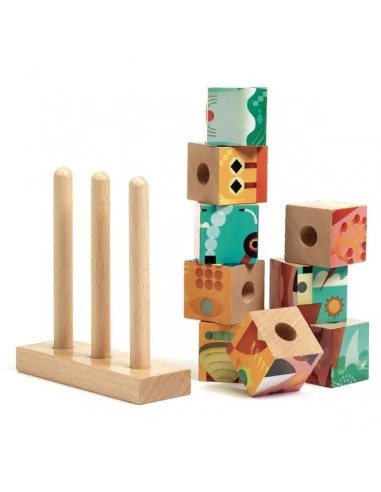 Puzzle Vertical cu 9 Cuburi din Lemn, 4 Scene din Padure [3]