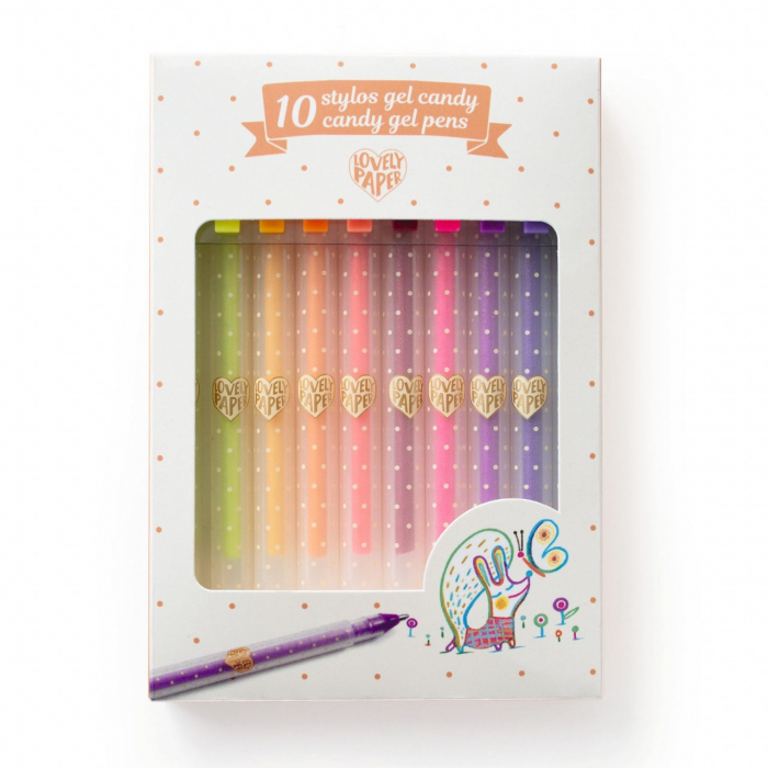 Set 10 pixuri cu gel culori pastelate si neon, Djeco [3]