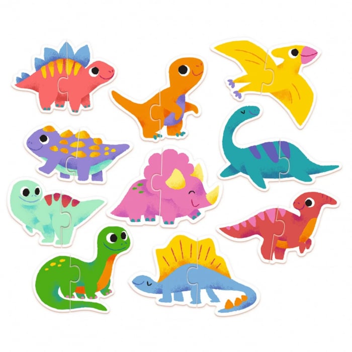 Set 10 Puzzle-uri Duo Micii Dinozauri, 2 Piese Fiecare, Djeco [2]
