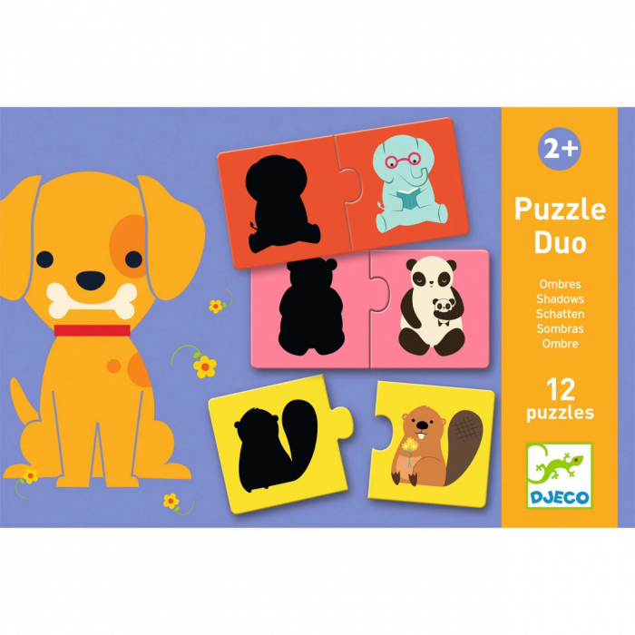 Set 12 Puzzle-uri Duo de Potrivire cu Siluete de Animale, Djeco [3]