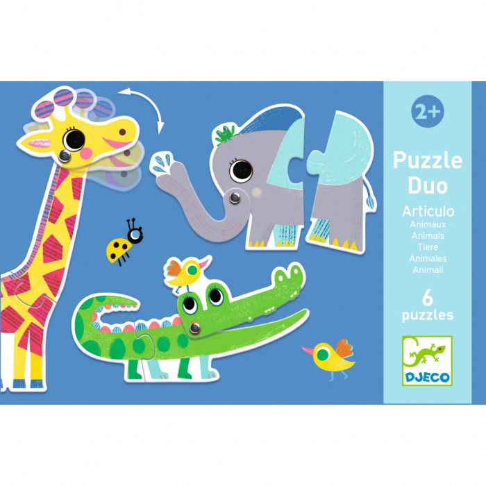 Set 6 Puzzle-uri Duo cu Articulatii, 2 Piese Fiecare, Articulo Animo, Djeco [5]