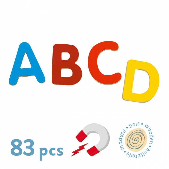 Set 83 Litere Magnetice de Tipar Mari, Lemn si Magnet, Djeco [3]