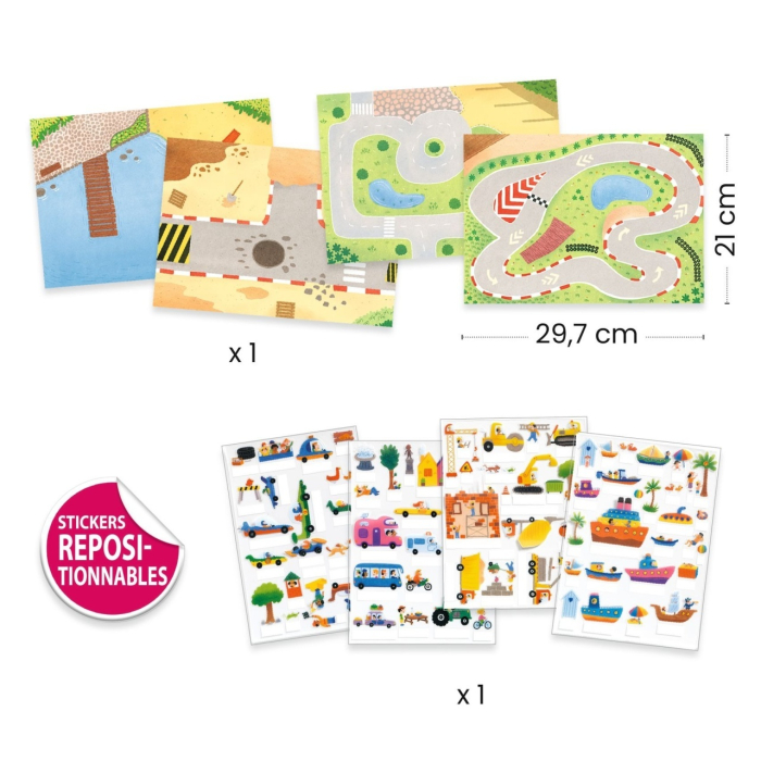 Set creativ de stickere reutilizabile Masini, Djeco [3]