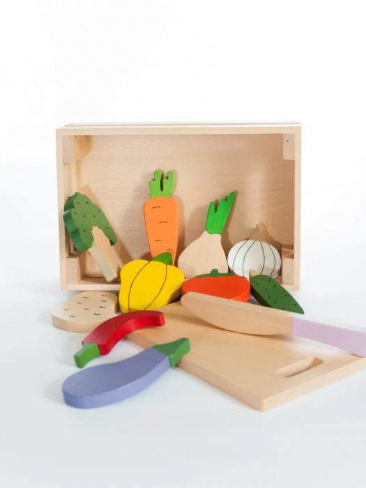 Set Ladita cu 10 Legume, din Lemn, Jucarii Handmade, Marc Toys [2]