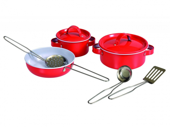 Set Valiza cu Vase Metalice Rosii si Ustensile Gatit, Egmont Toys [2]