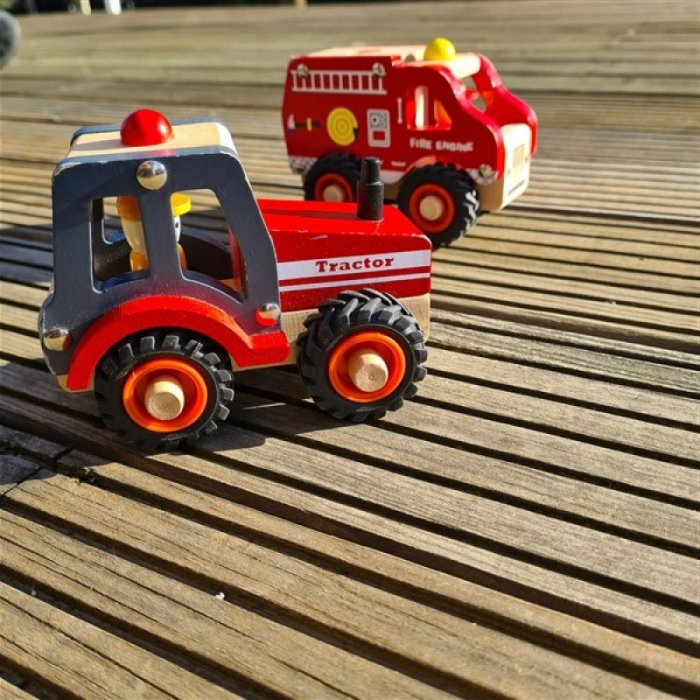 Tractor din Lemn, Rosu, 18+ Luni [2]