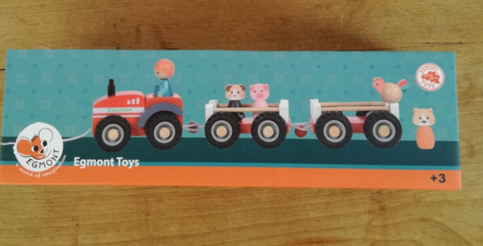 Tractor Ferma cu 2 Remorci si 5 Figurine, din Lemn si Cauciuc, Egmont Toys [2]