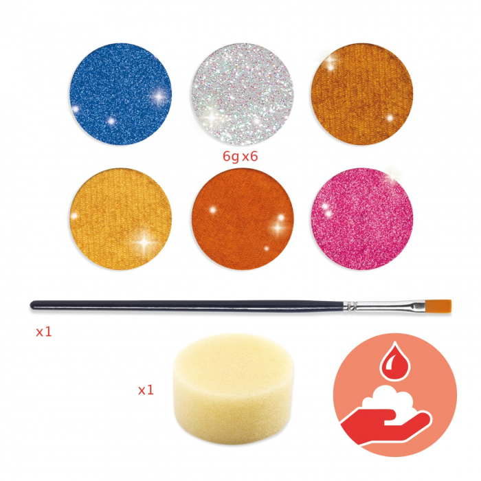 Trusa make-up culori metalice non alergice, pictura pe fata, Djeco [3]