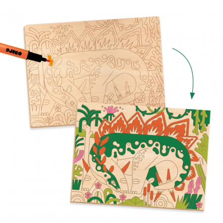 Atelier de Pictura pe Lemn Coloreaza Dinozauri, Djeco [4]